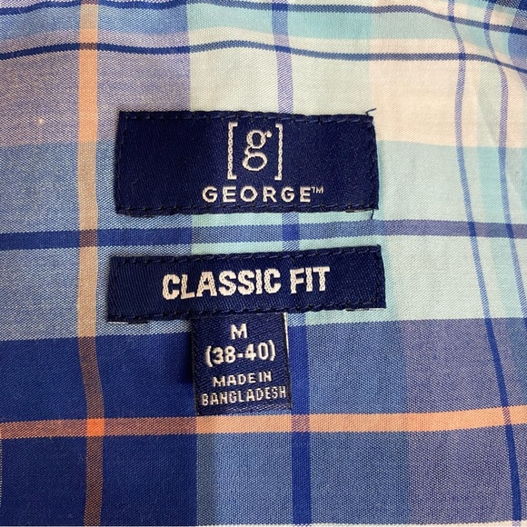 George Men’s Light Blue Plaid Short Sleeve Button Down - Picture 5 of 7